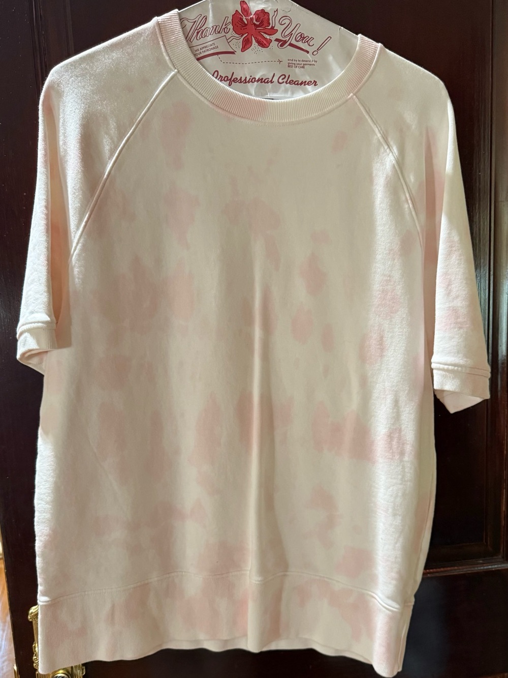 Banana Republic Light Pink Tie-Dye Short Sleeve Sweatshirt